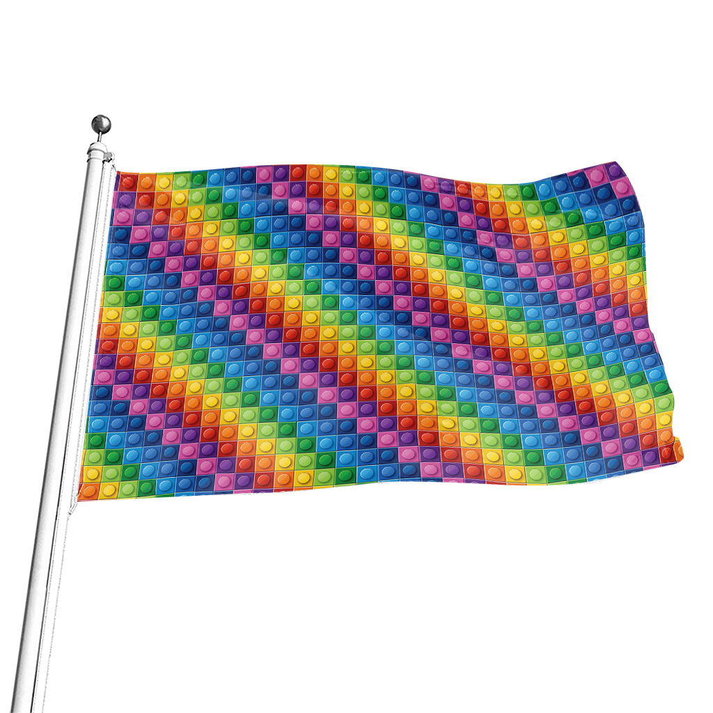 Colorful Plastic Building Blocks Print Flag