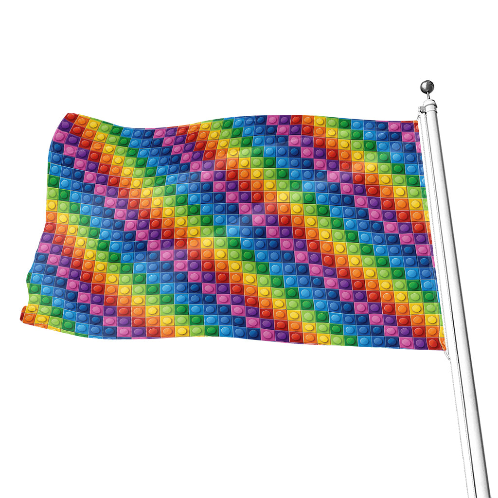 Colorful Plastic Building Blocks Print Flag