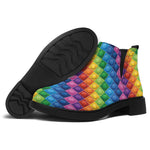 Colorful Plastic Building Blocks Print Flat Ankle Boots