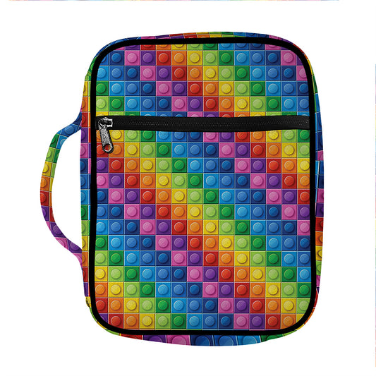 Colorful Plastic Building Blocks Print Front Pocket Bible Bag