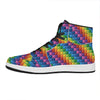 Colorful Plastic Building Blocks Print High Top Leather Sneakers