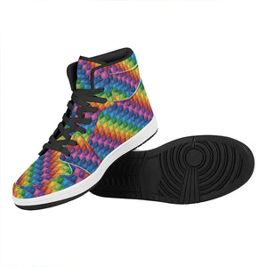 Colorful Plastic Building Blocks Print High Top Leather Sneakers