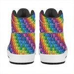 Colorful Plastic Building Blocks Print High Top Leather Sneakers