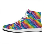 Colorful Plastic Building Blocks Print High Top Leather Sneakers