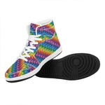 Colorful Plastic Building Blocks Print High Top Leather Sneakers