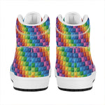 Colorful Plastic Building Blocks Print High Top Leather Sneakers