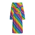 Colorful Plastic Building Blocks Print Hooded Bathrobe