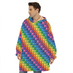 Colorful Plastic Building Blocks Print Hoodie Blanket