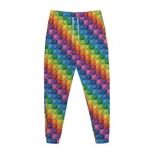 Colorful Plastic Building Blocks Print Jogger Pants