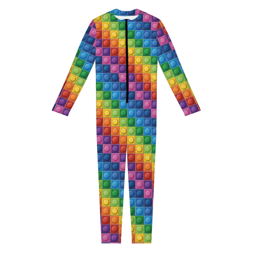 Colorful Plastic Building Blocks Print Jumpsuit