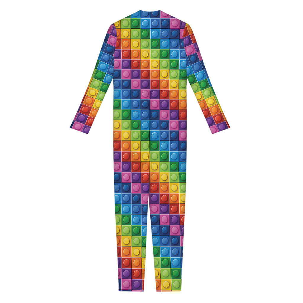 Colorful Plastic Building Blocks Print Jumpsuit