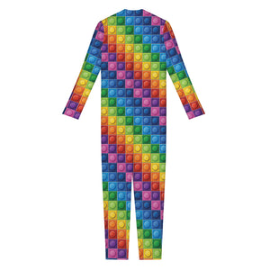 Colorful Plastic Building Blocks Print Jumpsuit