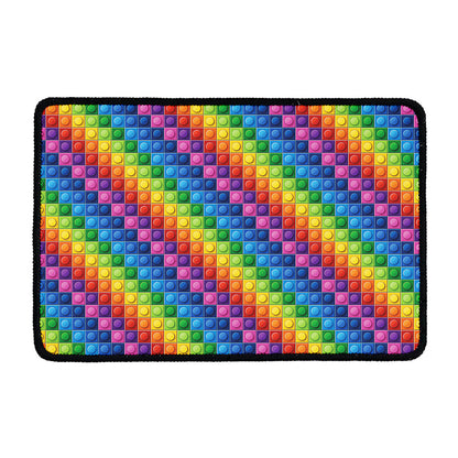 Colorful Plastic Building Blocks Print Kitchen Mat