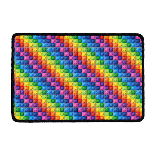 Colorful Plastic Building Blocks Print Kitchen Mat