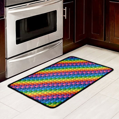 Colorful Plastic Building Blocks Print Kitchen Mat