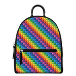 Colorful Plastic Building Blocks Print Leather Backpack