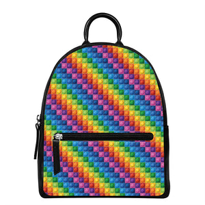 Colorful Plastic Building Blocks Print Leather Backpack