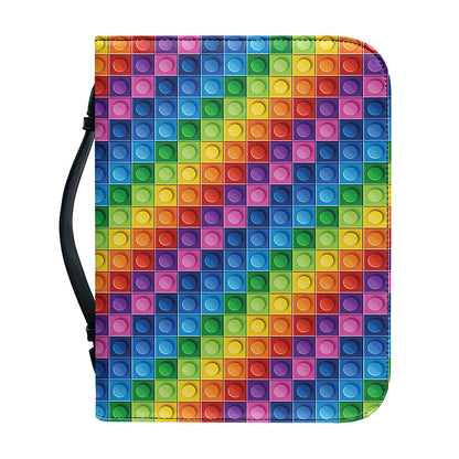 Colorful Plastic Building Blocks Print Leather Bible Cover