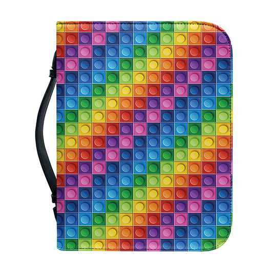 Colorful Plastic Building Blocks Print Leather Bible Cover