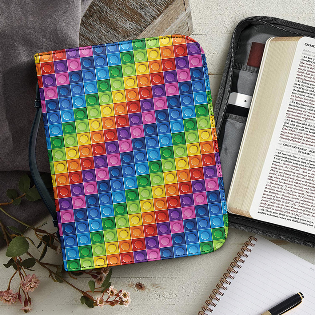 Colorful Plastic Building Blocks Print Leather Bible Cover