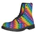 Colorful Plastic Building Blocks Print Lace-Up Boots