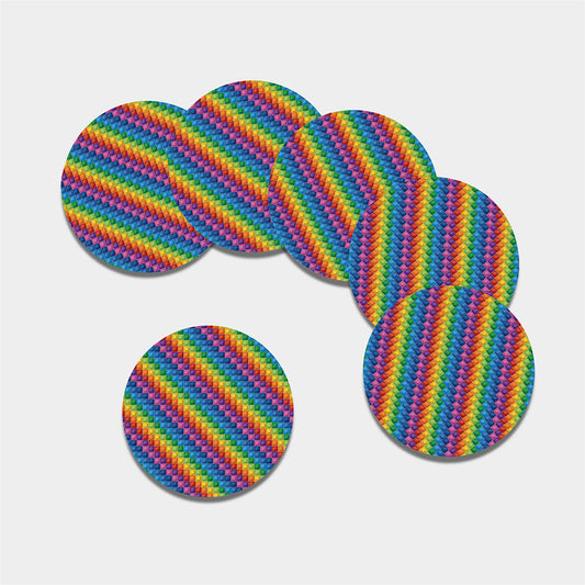 Colorful Plastic Building Blocks Print Leather Coaster Set