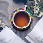 Colorful Plastic Building Blocks Print Leather Coaster Set