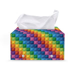 Colorful Plastic Building Blocks Print Leather Tissue Box Cover