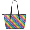 Colorful Plastic Building Blocks Print Leather Tote Bag