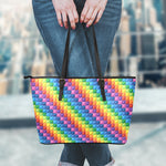 Colorful Plastic Building Blocks Print Leather Tote Bag