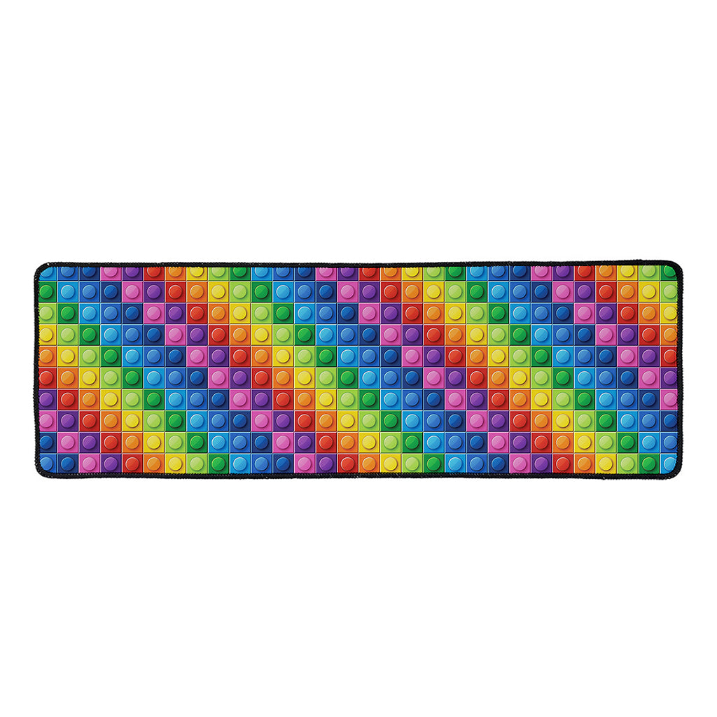Colorful Plastic Building Blocks Print Long Kitchen Mat