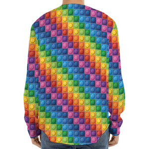 Colorful Plastic Building Blocks Print Long Sleeve Baseball Jersey