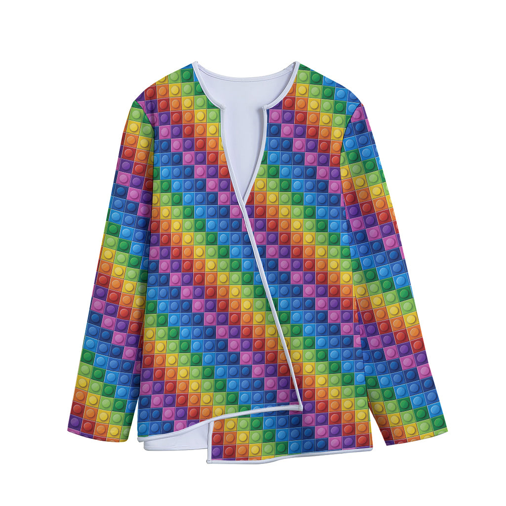 Colorful Plastic Building Blocks Print Long Sleeve Short Coat