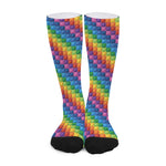 Colorful Plastic Building Blocks Print Long Socks