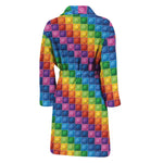 Colorful Plastic Building Blocks Print Men's Bathrobe