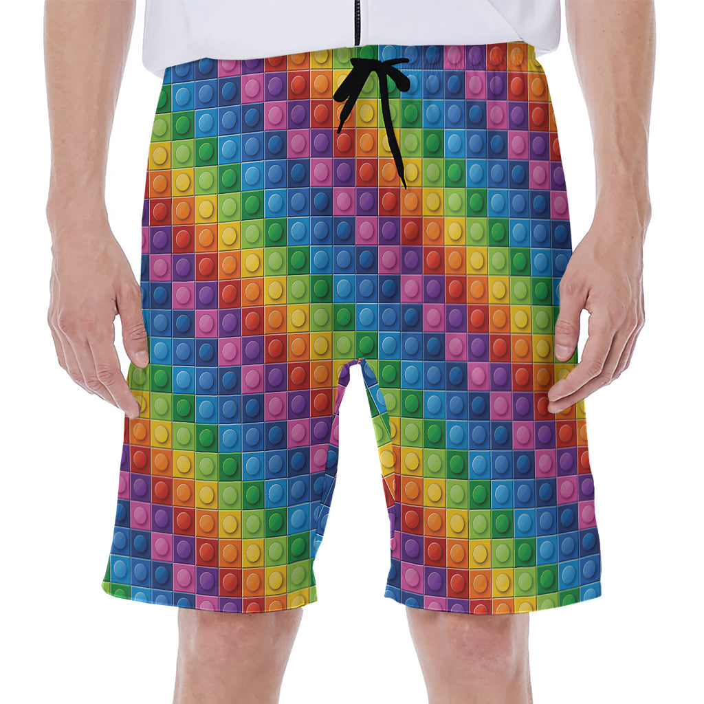 Colorful Plastic Building Blocks Print Men's Beach Shorts