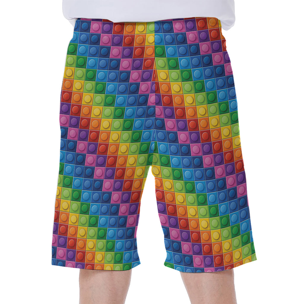 Colorful Plastic Building Blocks Print Men's Beach Shorts