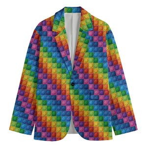 Colorful Plastic Building Blocks Print Men's Blazer