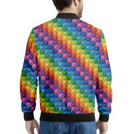 Colorful Plastic Building Blocks Print Men's Bomber Jacket