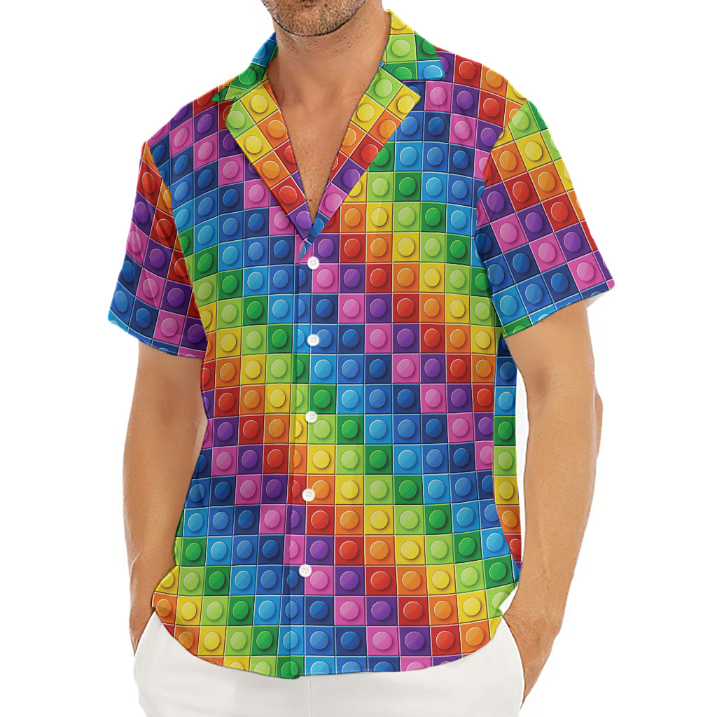 Colorful Plastic Building Blocks Print Men's Deep V-Neck Shirt