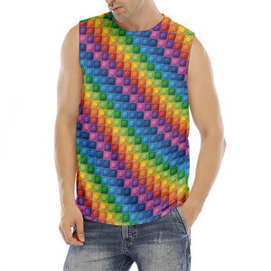 Colorful Plastic Building Blocks Print Men's Fitness Tank Top