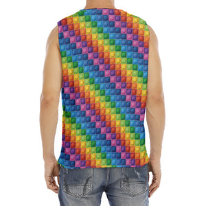 Colorful Plastic Building Blocks Print Men's Fitness Tank Top