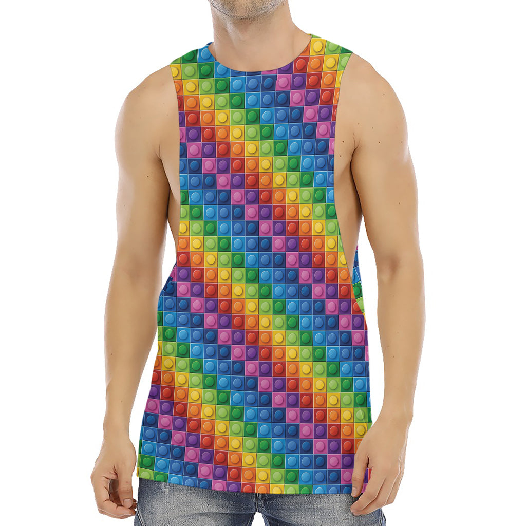 Colorful Plastic Building Blocks Print Men's Muscle Tank Top