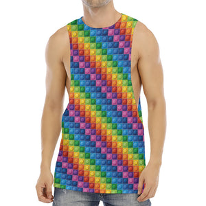 Colorful Plastic Building Blocks Print Men's Muscle Tank Top