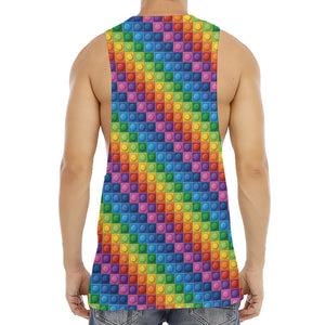 Colorful Plastic Building Blocks Print Men's Muscle Tank Top