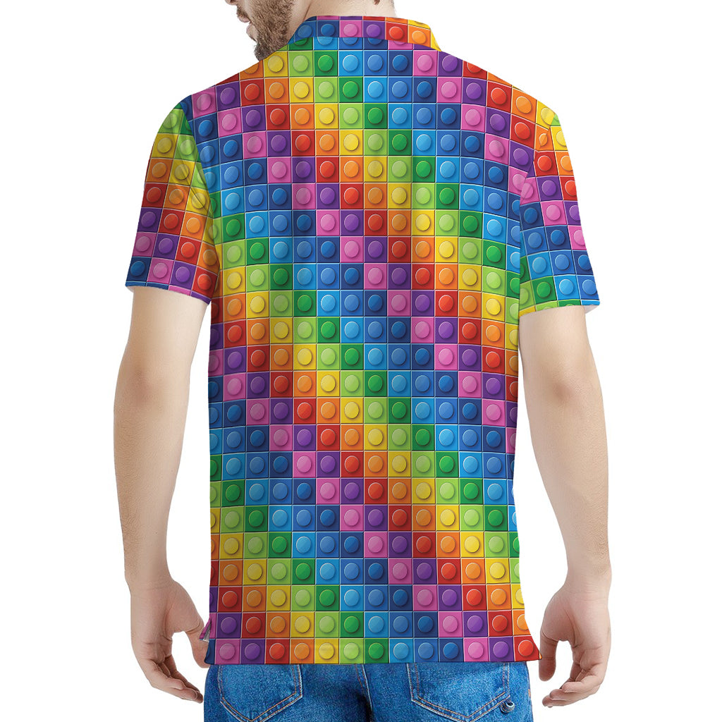 Colorful Plastic Building Blocks Print Men's Polo Shirt