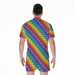 Colorful Plastic Building Blocks Print Men's Rompers