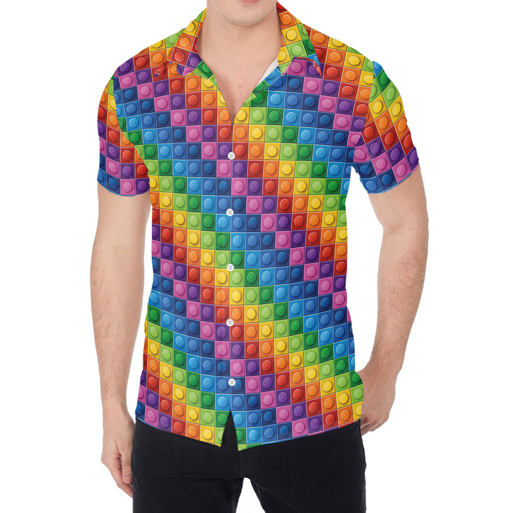 Colorful Plastic Building Blocks Print Men's Shirt