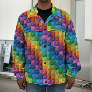 Colorful Plastic Building Blocks Print Men's Shirt Jacket