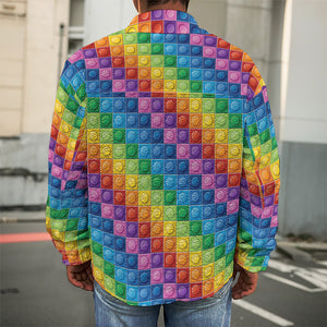 Colorful Plastic Building Blocks Print Men's Shirt Jacket